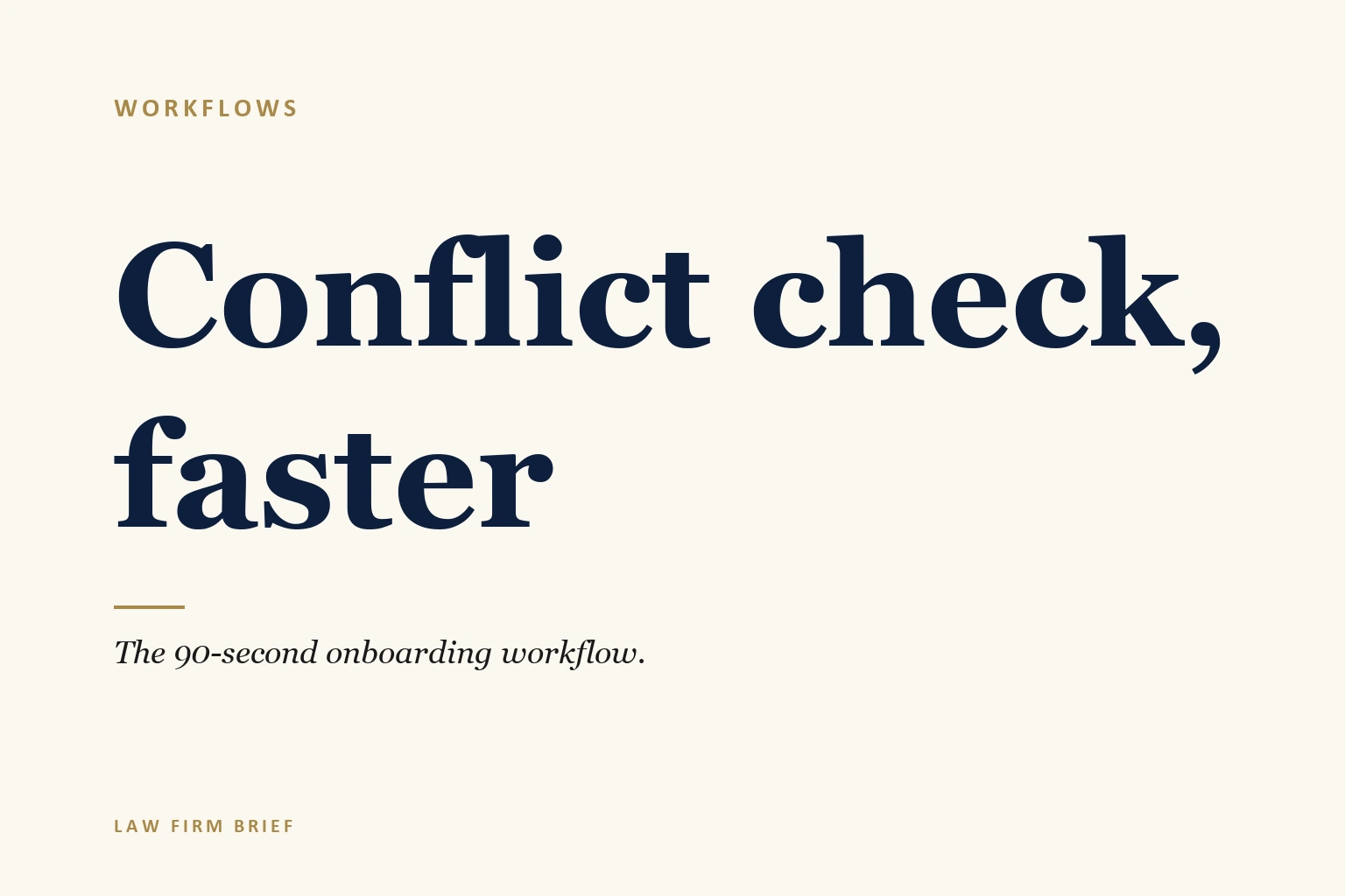 conflict check workflow faster onboarding