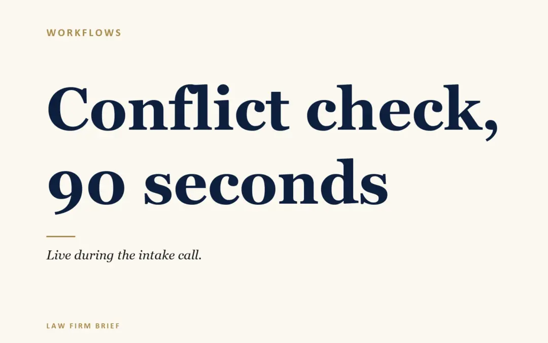 The 90-Second Conflict Check Workflow for Live Intake Calls
